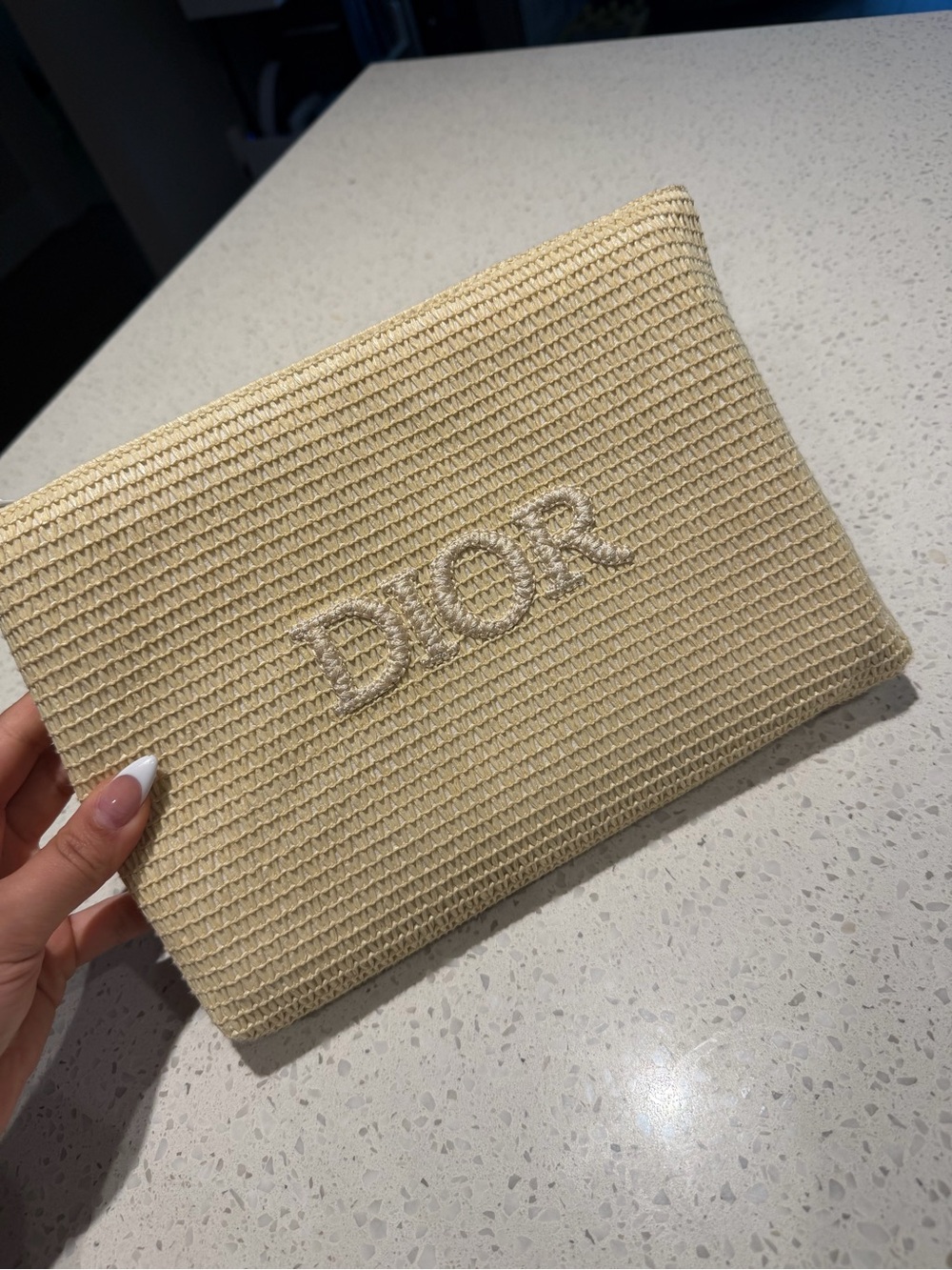Dior Cream Woven Logo Pouch